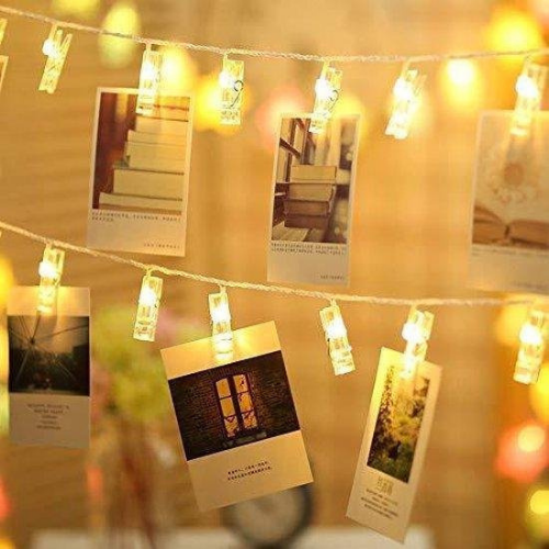 Photo hanger with LED lights